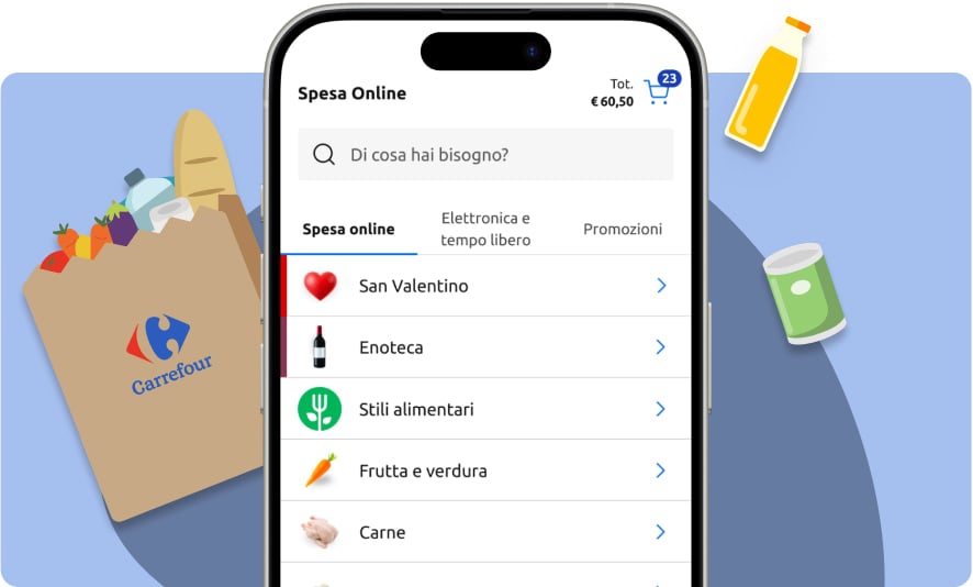 Fai la spesa comodamente dal tuo telefono